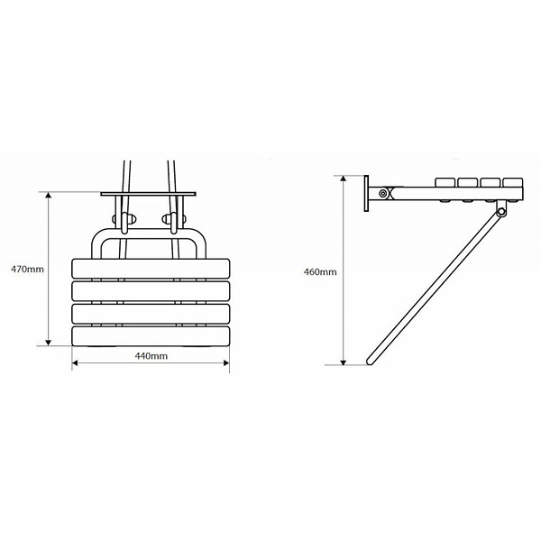 BEMETA - Siège de douche rabattable HELP avec jambe de sécurité en acier inoxydable - large