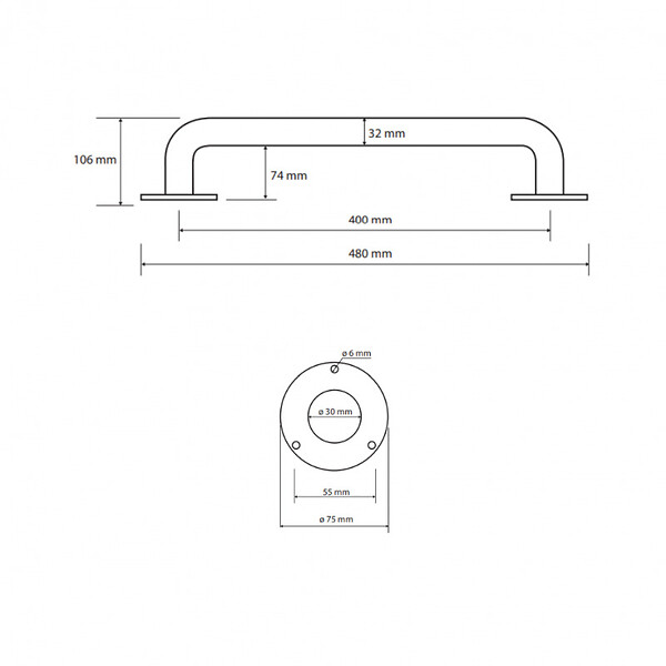 BEMETA - Barre de maintien de douche HELP en blanc comaxite - large