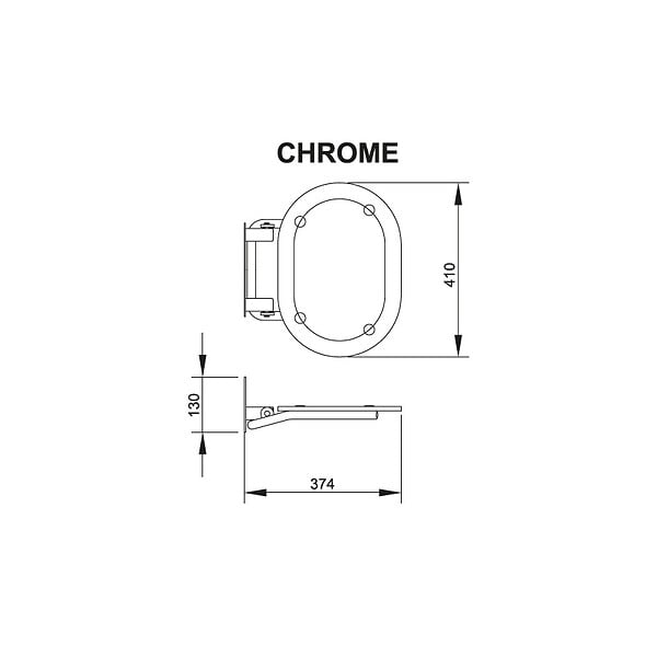 RAVAK - Ravak Ovo Chrome siège de douche rabattable PMR pour cabine de douche (B8F0000029) - large