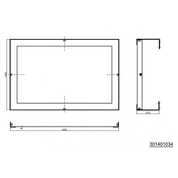 BEMETA - HELP Miroir mural PMR portrait ou paysage 60x40cm, Acier inoxydable, Blanc (301401034) - large