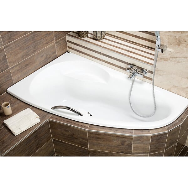 SIKO - Siko 160 x 95 cm Luiza baignoire d'angle orientation gauche en acrylique, sans pieds, blanc (LU1600L) - large
