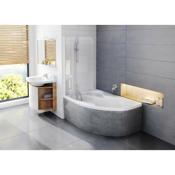 RAVAK - Rosa II 160 x 105 cm Baignoire d'angle orientation gauche en acrylique, sans pieds, blanc (CM21000000) - large