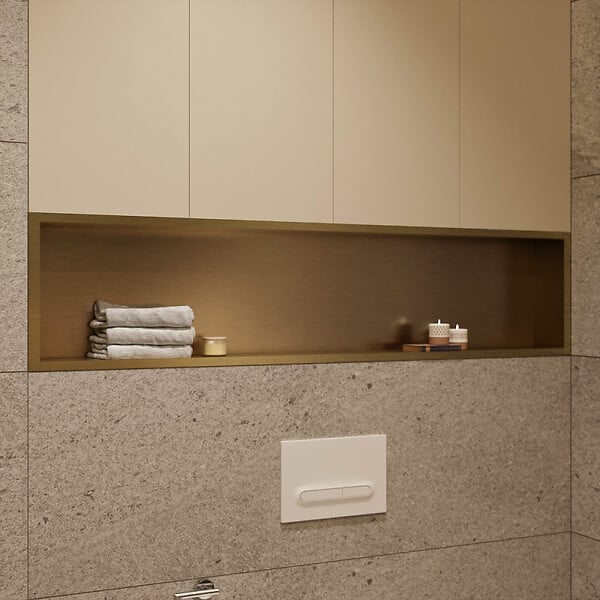 CERAMIA - Niche de Douche à encastrer, Acier Inoxydable 304, 120x28x10cm, Or brossé PVD - large