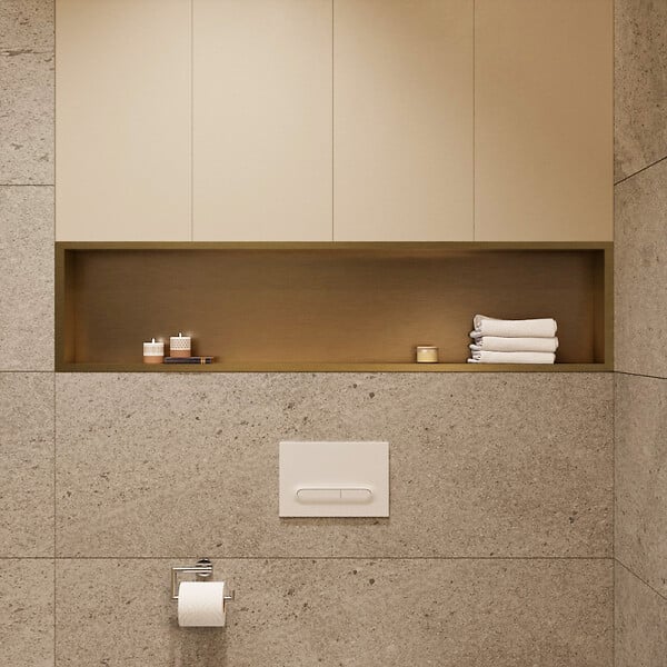 CERAMIA - Niche de Douche à encastrer, Acier Inoxydable 304, 120x28x10cm, Or brossé PVD - large
