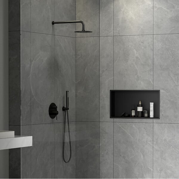 CERAMIA - Timeless Niche de Douche à encastrer, Acier Inoxydable 304, 60x30x10cm, Noir mat - large