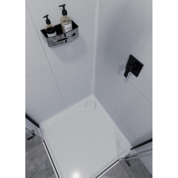 SWISS AQUA TECHNOLOGIES - Swiss Aqua Technologies Panier de douche 22 cm en acier inoxydable, Chrome et Noir (SATDPOLCHC) - large