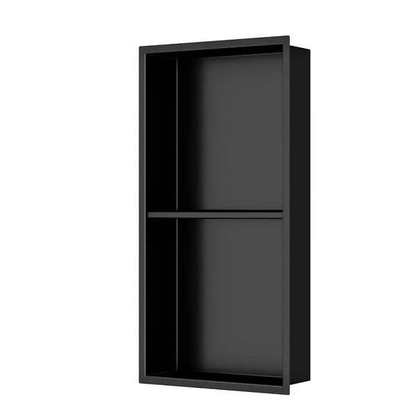 CERAMIA - Timeless Niche de Douche à encastrer, Acier Inoxydable 304, 2 étagères, 60x30x10cm, Noir mat - large