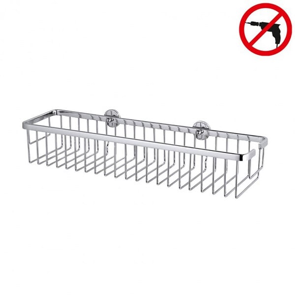 TESA - Tesa  Aluxx Panier de bain/douche en aluminium chromé inoxydable 45x12,5 cm, Pose facile sans perçage (40206-00000-00) - large