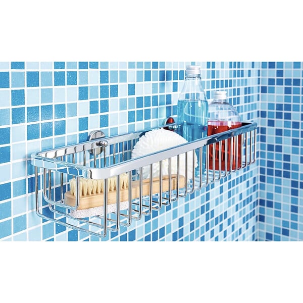 TESA - Tesa  Aluxx Panier de bain/douche en aluminium chromé inoxydable 45x12,5 cm, Pose facile sans perçage (40206-00000-00) - large