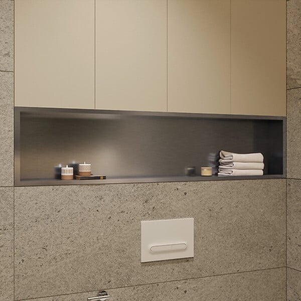 CERAMIA - Timeless Niche de Douche à encastrer, Acier Inoxydable 304, 120x28x10cm, Chrome brossé - large