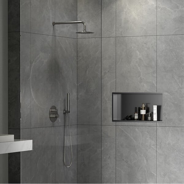 SWISS AQUA TECHNOLOGIES - Swiss Aqua Technologies Niche de Douche à encastrer, Gun Metal (SATAURN6030BGM) - large