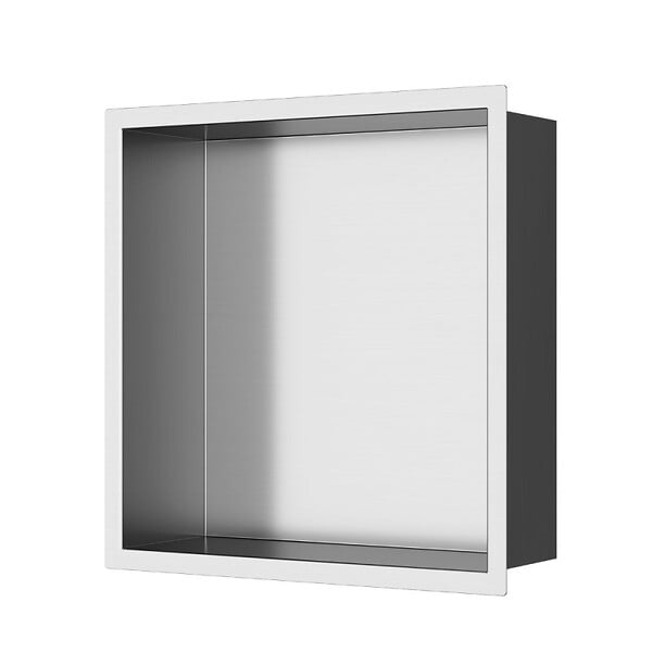 CERAMIA - Timeless Niche de Douche à encastrer, Acier Inoxydable 304, 30x30x10cm, Chrome brossé - large