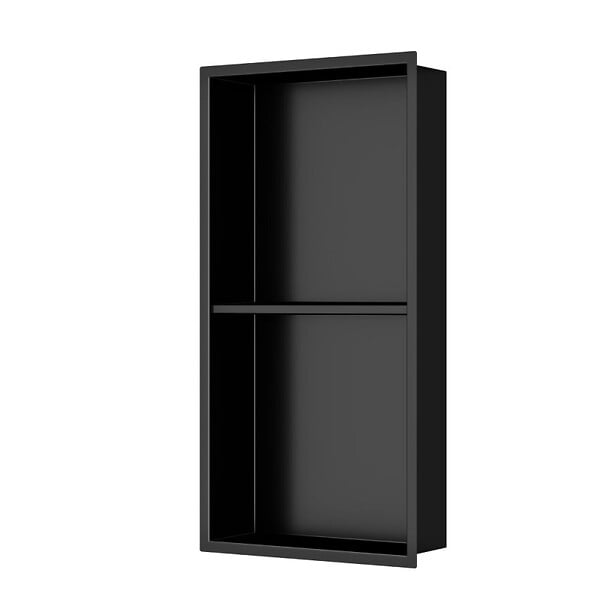 SWISS AQUA TECHNOLOGIES - Swiss Aqua Technologies Aurum Niche de Douche à encastrer, Acier Inoxydable 304, 2 étagères, 60x30x10cm, Noir mat (SATAURN6030SMB) - large