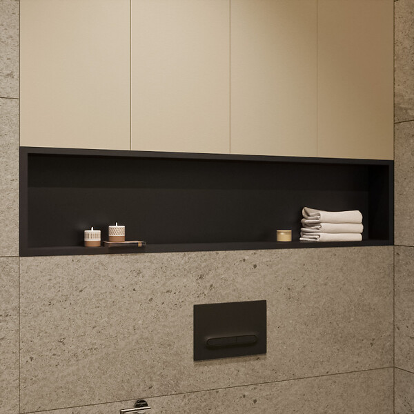 CERAMIA - Timeless Niche de Douche à encastrer, Acier Inoxydable 304, 120x28x10cm, Noir mat - large