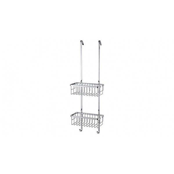 TESA - Tesa  Aluxx Etagère 2 paniers à suspendre 75x25x16,3cm, Aluminium, Chrome, pose facile sans perçage (40204-00000-00) - large