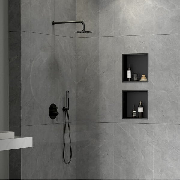 CERAMIA - Timeless Niche de Douche à encastrer, Acier Inoxydable 304, 30x30x10cm, Noir mat - large