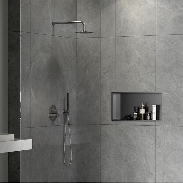 CERAMIA - Timeless Niche de Douche à encastrer, Acier Inoxydable 304, 60x30x10cm, Gun Métal brossé PVD - large