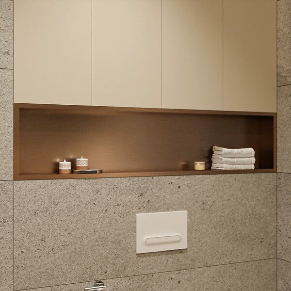 CERAMIA - Timeless Niche de Douche à encastrer, Acier Inoxydable 304, 120x28x10cm, Cuivre brossé PVD - large