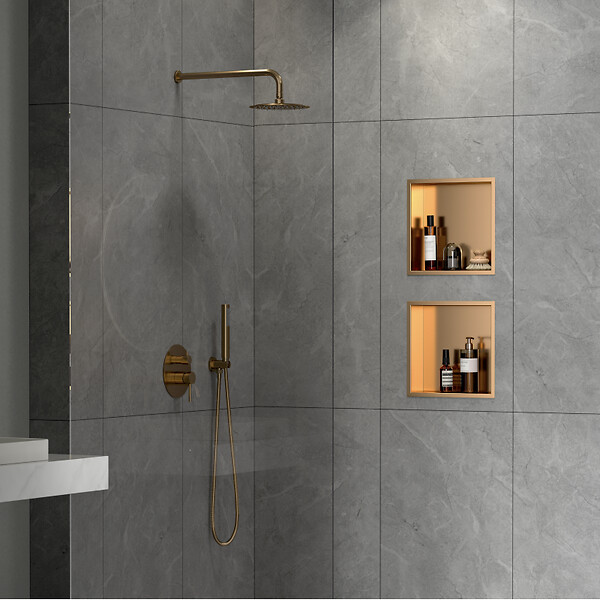 CERAMIA - Timeless Niche de Douche à encastrer, Acier Inoxydable 304, 30x30x10cm, Cuivre brossé PVD - large