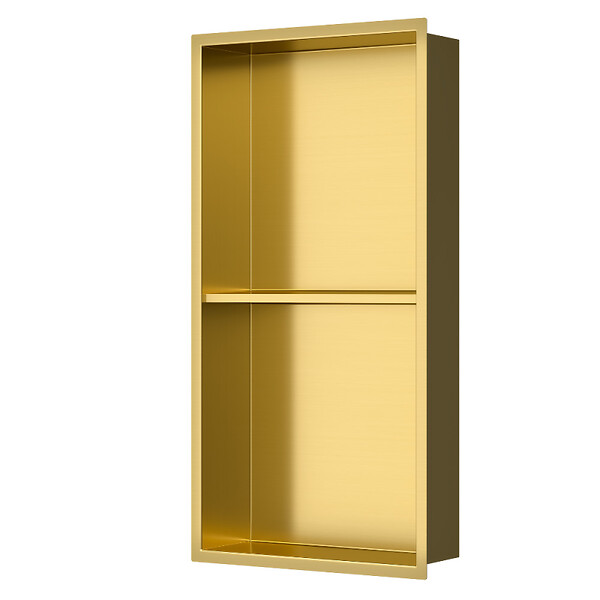 SWISS AQUA TECHNOLOGIES - Swiss Aqua Technologies Niche de Douche à encastrer 60x30x10cm , deux étagères, en inox, Gold (SATAURN6030SBG) - large