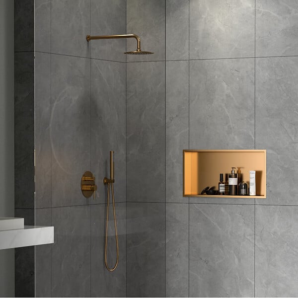 CERAMIA - Timeless Niche de Douche à encastrer, Acier Inoxydable 304, 60x30x10cm, Cuivre brossé PVD - large