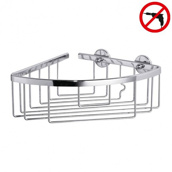TESA - Tesa  Aluxx Panier de douche d'angle en aluminium chromé inoxydable 19,2x20x9,2cm, Pose facile sans perçage (40200-00000-00) - large