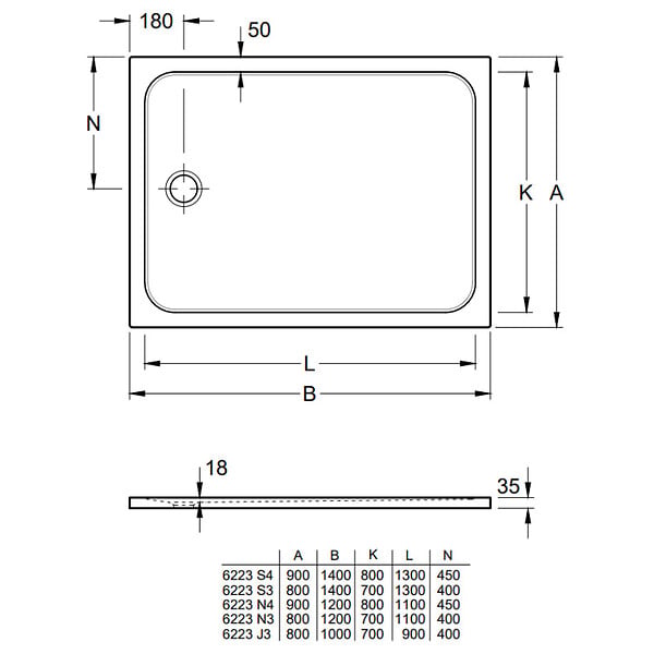 VILLEROY ET BOCH - Villeroy & Boch Lifetime Plus Receveur de douche rectangulaire 1200 x 800 x 35 mm, Antidérapant, Blanc (6223N301) - large
