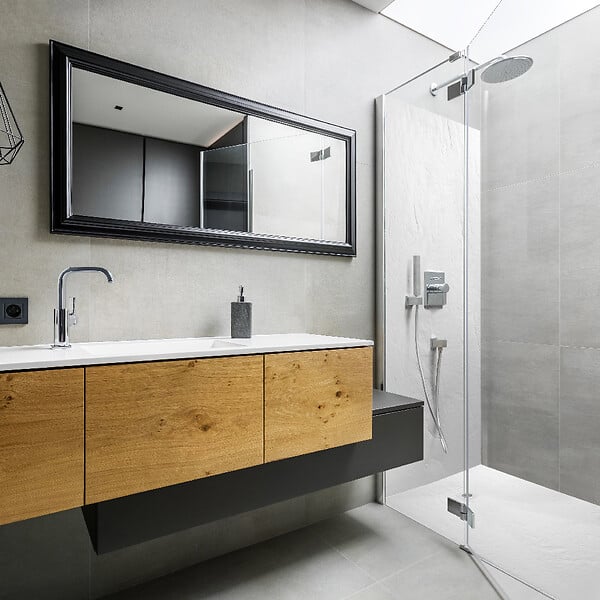 U-TILE - Receveur de douche blanc 160 x 90 cm ultra léger en résine aspect ardoise - grille carrée - large