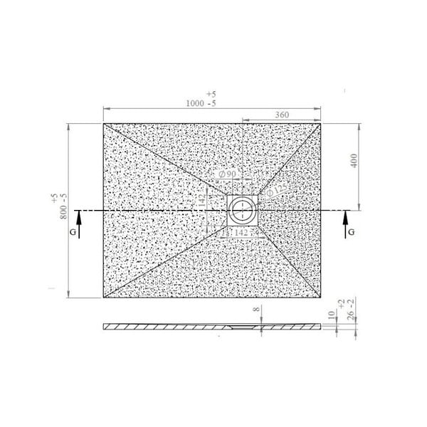 SWISS AQUA TECHNOLOGIES - Swiss Aqua Technologies B-Way Receveur de douche rectangulaire 100x80cm avec siphon, en marbre coulé, Noir (SATALEK10080) - large
