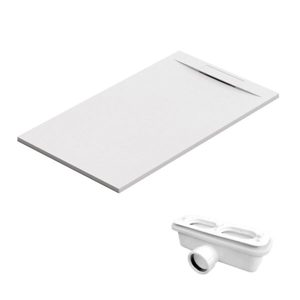 SWISS AQUA TECHNOLOGIES - Swiss Aqua Technologies Fusion Receveur de douche 140x80cm en marbre coulé, Blanc (SATFU14080BL) - large
