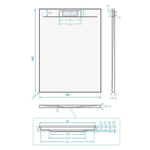 SWISS AQUA TECHNOLOGIES - Swiss Aqua Technologies Fusion Receveur de douche 140x80cm en marbre coulé, Gris perle (SATFU14080GRP) - large