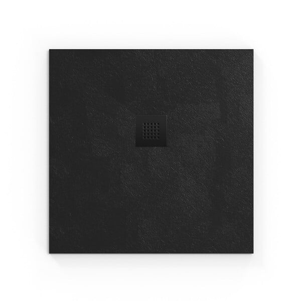 SWISS AQUA TECHNOLOGIES - B-Way Receveur de douche carré 90x90 cm avec siphon, en marbre coulé, Noir (SATALEK90Q-S) - large