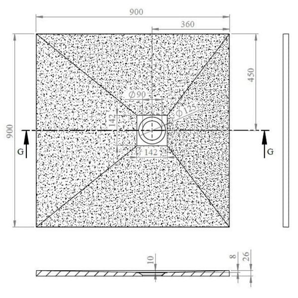 SWISS AQUA TECHNOLOGIES - B-Way Receveur de douche carré 90x90 cm avec siphon, en marbre coulé, Noir (SATALEK90Q-S) - large
