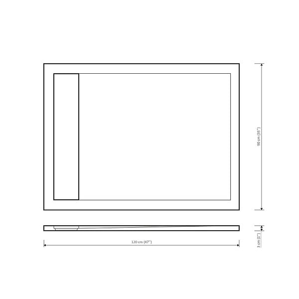 CERAMIA - Ceramia Alda Receveur de douche 120x90cm en pierre de synthèse durable, blanc mat (ALD15-12090B) - large