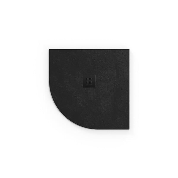 SWISS AQUA TECHNOLOGIES - Swiss Aqua Technologies B-Way Receveur de douche quart de rond 90x90cm avec siphon, en marbre coulé, Noir (SATALEK90S) - large