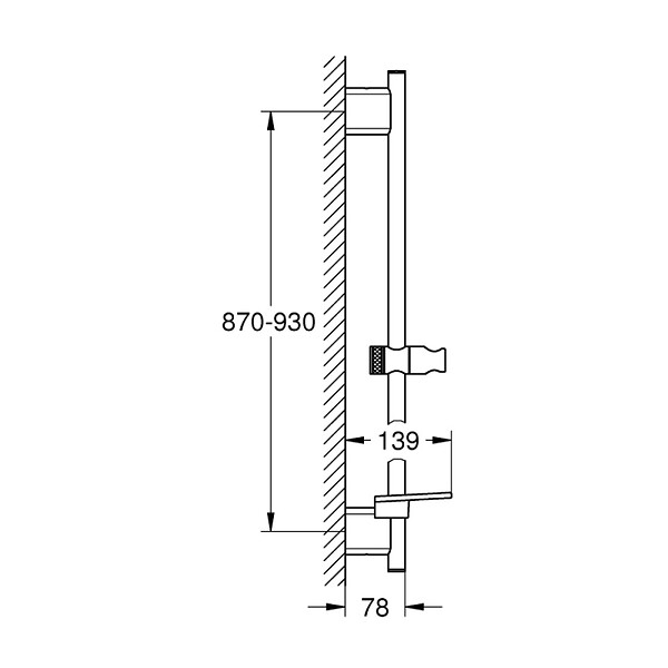 GROHE - Grohe Rainshower SmartActive barre de douche 90 cm Ø 22 mm avec tablette porte-savon, chrome (G26603000) - large