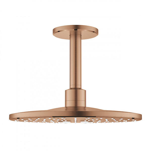 GROHE - Rainshower Smartactive 310 Set douche de tête 2 jets et bras plafonnier 142mm, Warm Sunset brossé (26477DL0) - large