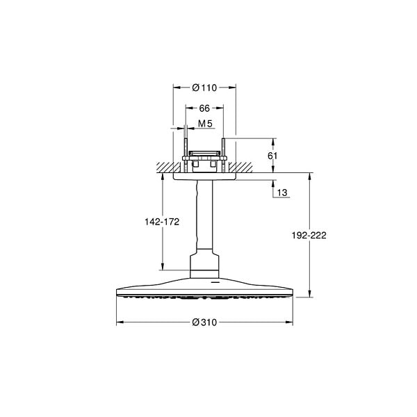 GROHE - Rainshower Smartactive 310 Set douche de tête 2 jets et bras plafonnier 142mm, Warm Sunset brossé (26477DL0) - large