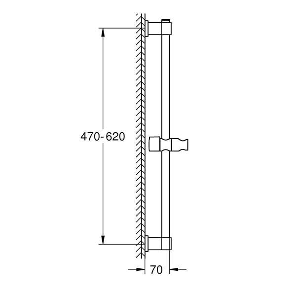 GROHE - Vitalio Universal Barre de douche 600 mm Ø 22 mm, noir mat (277242431) - large