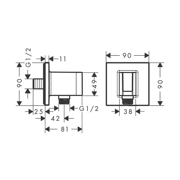 HANSGROHE - FixFit E Porter coude de raccordement, bronze brossé (26889140) - large