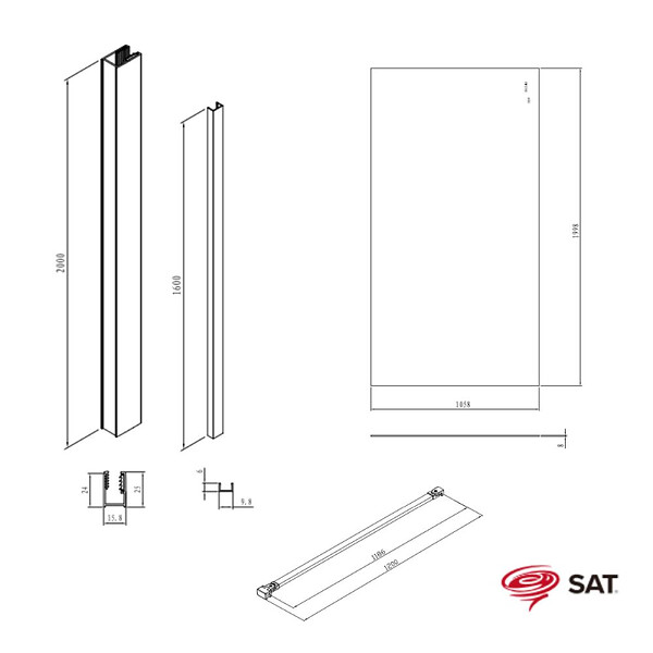 SWISS AQUA TECHNOLOGIES - Swiss Aqua Technologies Walk-in 110x200cm Paroi en verre Crystal Glass® 8 mm anticalcaire, avec bras et profilés noir mat (SATBWI110PRC) - large