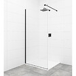 SWISS AQUA TECHNOLOGIES - Swiss Aqua Technologies Walk-in 110x200cm Paroi en verre Crystal Glass® 8 mm anticalcaire, avec bras et profilés noir mat (SATBWI110PRC) - vignette
