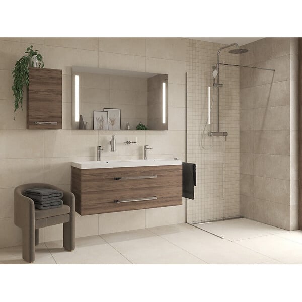 SWISS AQUA TECHNOLOGIES - Swiss Aqua Technologies Walk-in 110x200cm paroi en verre Crystal Glass®  8 mm anticalcaire, avec bras et profilés chrome brillant (SATBWI110PR) - large