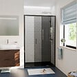 CERAMIA - Ceramia PURA Porte de douche 120x195cm coulissante anticalcaire avec profilés Noir mat (CERAHP120BGG) - vignette