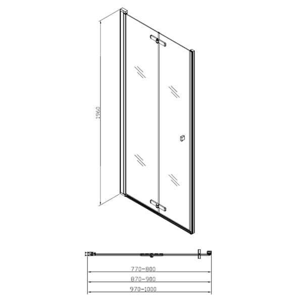 SWISS AQUA TECHNOLOGIES - Swiss Aqua Technologies SK Porte de douche 80x196cm pliante anticalcaire avec profilé noir mat (SATSK80NIKAC) - large