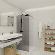 SWISS AQUA TECHNOLOGIES - Swiss Aqua Technologies Walk-in 80x200cm Paroi en verre fumé 8 mm anticalcaire, avec bras et profilés noir mat (SATBWI80KSPRC) - vignette
