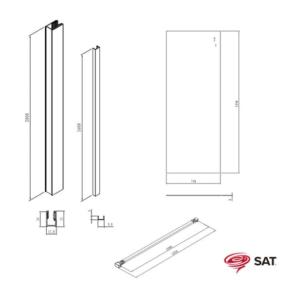 SWISS AQUA TECHNOLOGIES - Swiss Aqua Technologies Walk-in 80x200cm Paroi en verre fumé 8 mm anticalcaire, avec bras et profilés noir mat (SATBWI80KSPRC) - large