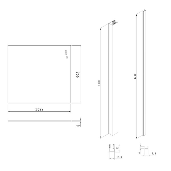 SWISS AQUA TECHNOLOGIES - Swiss Aqua Technologies Pare-muret 110x100cm Paroi en verre Crystal Glass® 8 mm anticalcaire, avec bras et profilés chrome brillant (SATBWIS110PR) - large