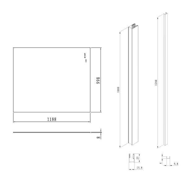 SWISS AQUA TECHNOLOGIES - Swiss Aqua Technologies Pare-muret 120x100cm Paroi en verre Crystal Glass® 8 mm anticalcaire, avec bras et profilés noir mat (SATBWIS120PRC) - large