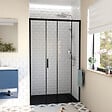 SWISS AQUA TECHNOLOGIES - Swiss Aqua Technologies TEX BB Porte de douche 120x195cm coulissante anticalcaire avec profilés noir mat  (TEXDBB120CT-SET) - vignette
